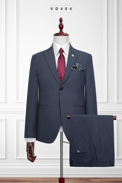 Bộ Vest Nam Xám Trơn Cổ Vengoc VD404